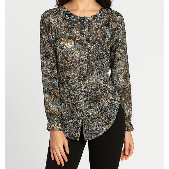 Ann Taylor Tops - Ann taylor Womens Size 4 Blouse Multicolor Long Sleeve Button Front Polyester